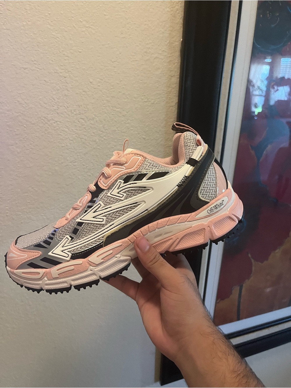 Off-White “be right back” Pink and White Women's Athletic Sneaker